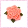 2 cabochons 36mm fleur rose pêche en résine