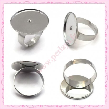 5 supports de bagues argentés foncés 18mm