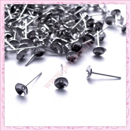 200 clous 5mm argentés foncés pour boucle d'oreilles