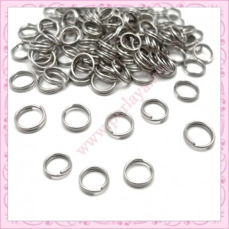 500 anneaux doubles 8mm argentés foncés en métal