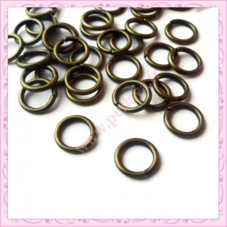 200 anneaux bronze 10mm en métal 1.5mm