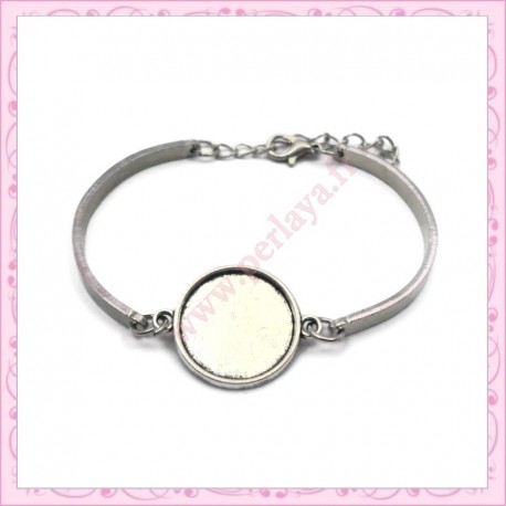 1 bracelet avec support cabochon 18mm argenté en métal
