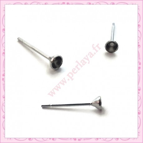 200 clous 3mm argentés foncés pour boucle d'oreilles