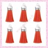 5 pompons 35mm saumon (rose orangé) style daim-suédine calotte argentée