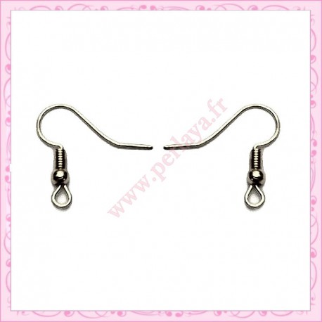 400 crochets pour boucle d'oreille argentés foncés