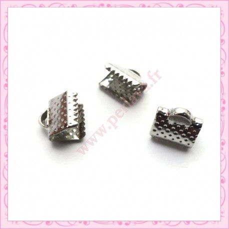 50 griffes 8mm argentées foncées en métal pour ruban