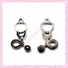15 breloques stéthoscope infirmière médecin argentées 30mm