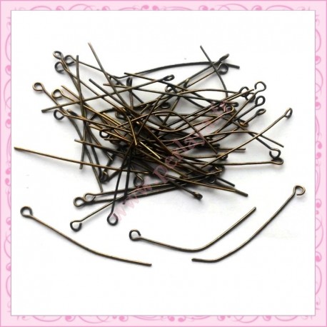 200 tiges bronze à oeil 4cm en métal