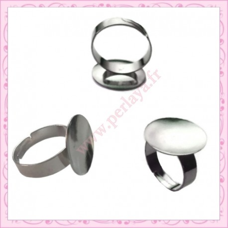 5 supports de bagues 18mm argentés foncés