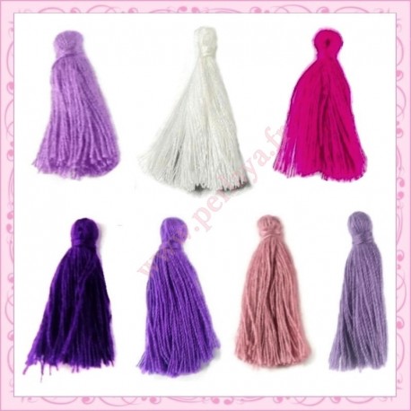 Mixte de 50 pompons 25mm-30mm blanc - violet - fushia