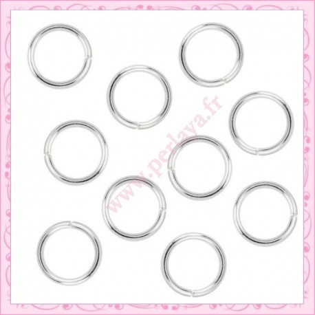 100 anneaux argentés 10mm en métal fil 0.9mm