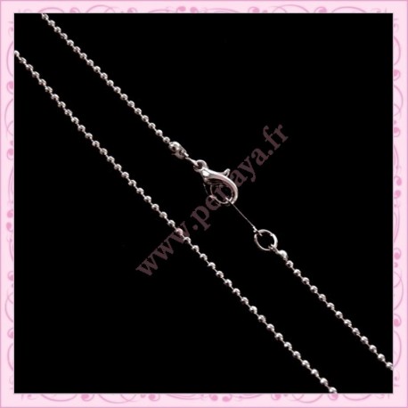 5 colliers ras de cou en chaine bille argentée 1,5mm