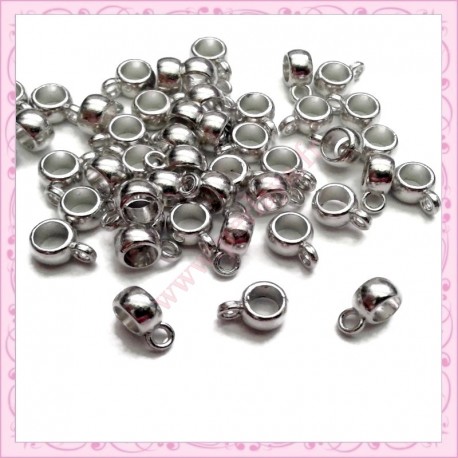 50 attaches breloques argentées 9mm