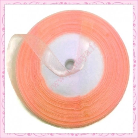 45 mètres de ruban organza 10mm pêche