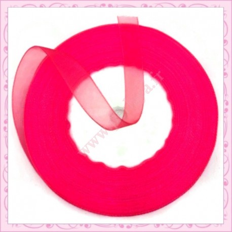 45 mètres de ruban organza 10mm rose fushia fluo