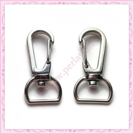 20 mousquetons porte-clefs argentés de 3cm