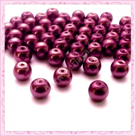  50 perles en verre nacrées 8mm rouge