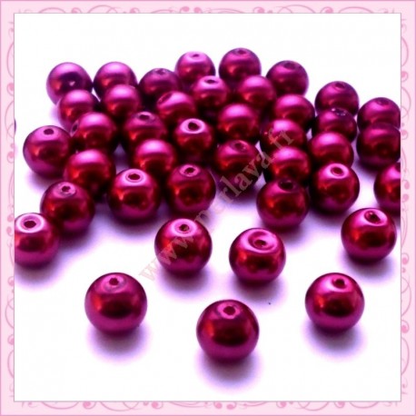  50 perles en verre nacrées 8mm rouge