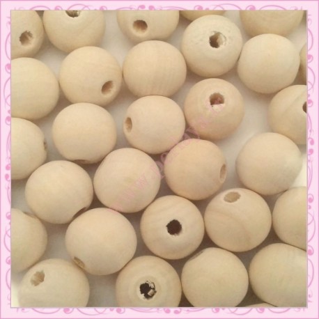 Lot de 200 perles rondes 12mm en bois