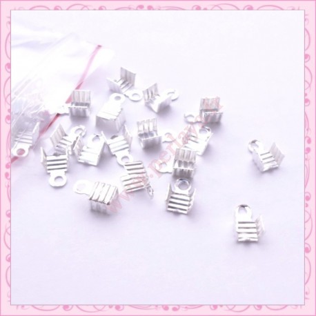 200 embouts à cordon argentés en métal