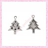 15 breloques sapin en métal argentées 2.3cm