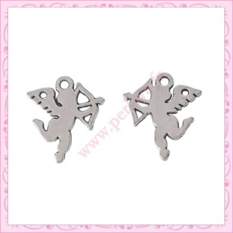 15 breloques anges argentées 1.7cm