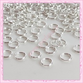 500 anneaux doubles 8mm argentés en métal