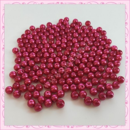  200 perles nacrées en verre rouges 6mm