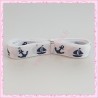 2 mètres de ruban blanc 16mm motif ancre