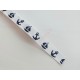 2 mètres de ruban blanc 16mm motif ancre