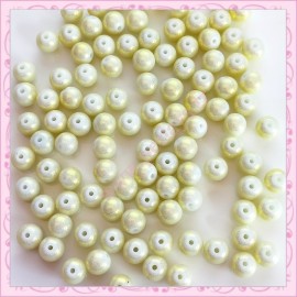 100 perles 8mm dorées tachetées en verre