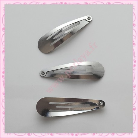 50 supports barrettes cheveux argentés 4.7cm
